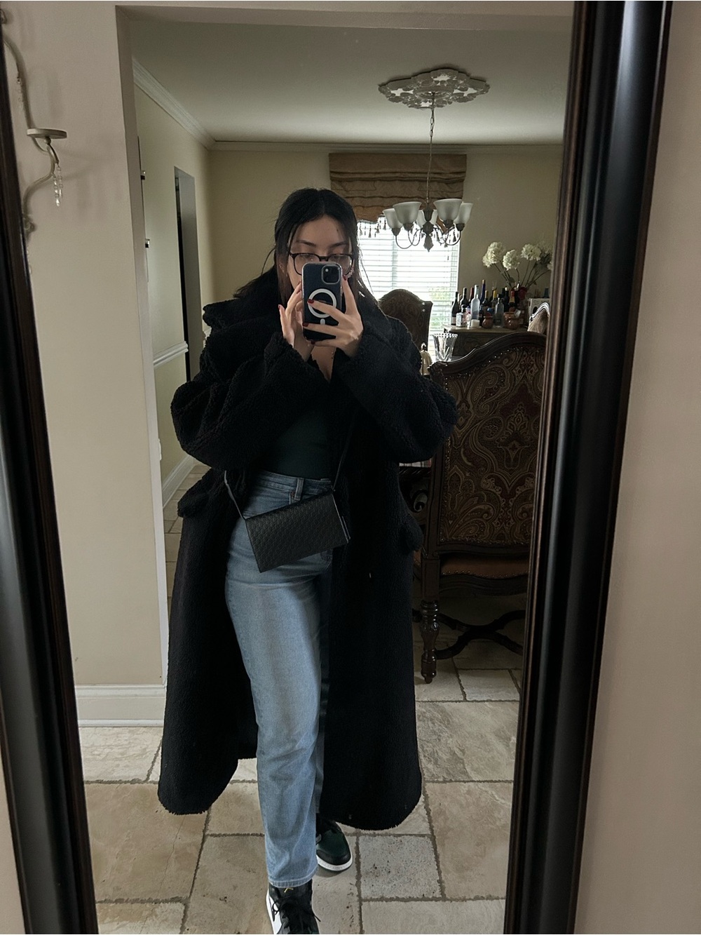 Princess Polly Black Faux-Shearling Teddy Coat